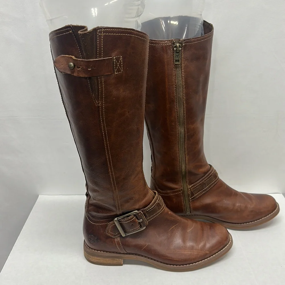 Timberland Savin Hill EUC Brown leather riding boots size 7.5 - Picture 5 of 9